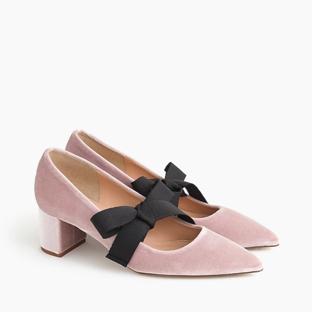J.Crew Avery velvet pumps with bow-H1859-VINTAGE Q